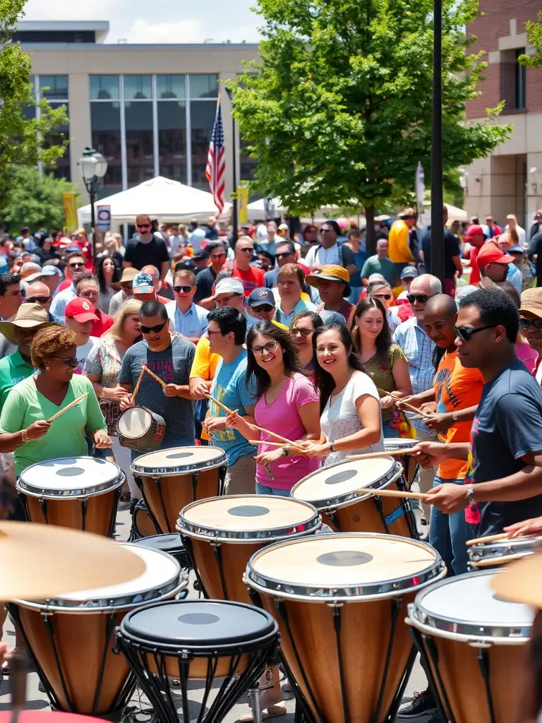 A dynamic shot of a community event organized by AGS, featuring traditional music and dance, celebrating cultural heritage and community unity.
